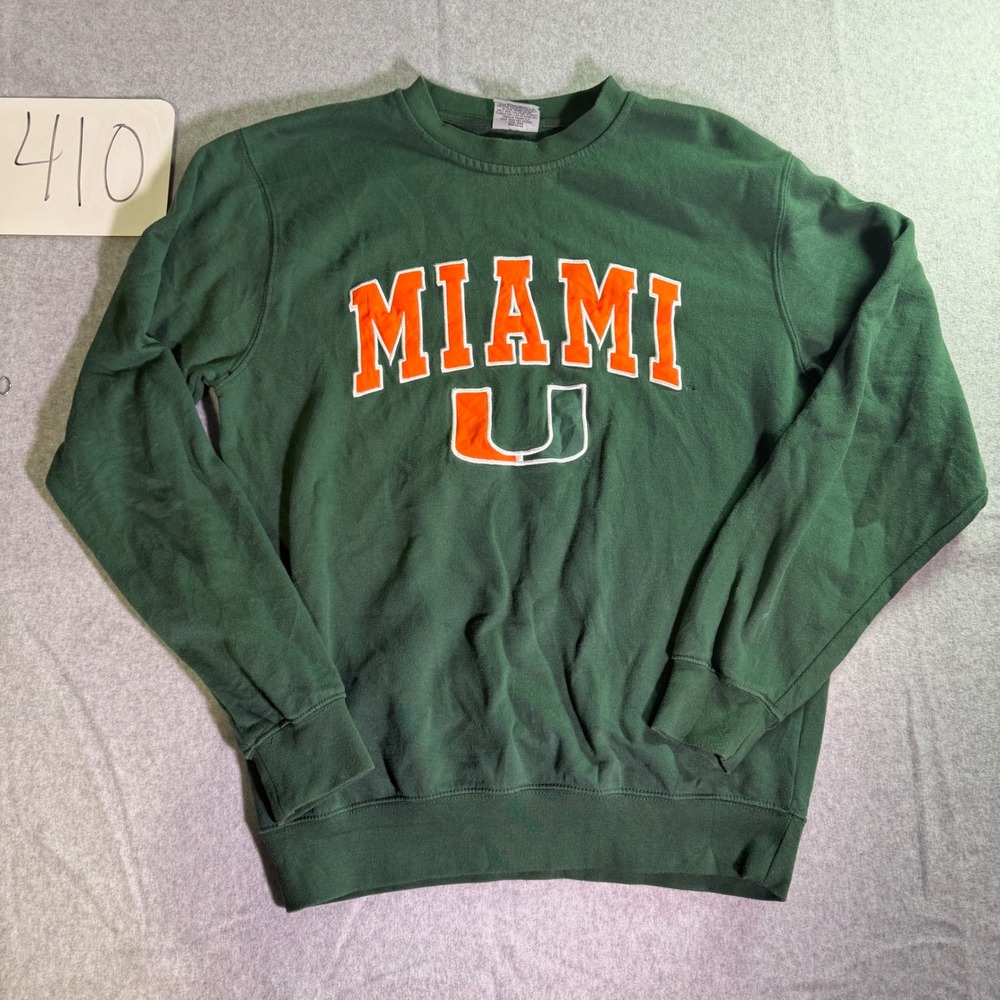 Stadium Athletics Miami Hurricanes Sweatshirt Mens Small Green Crewneck U Logo